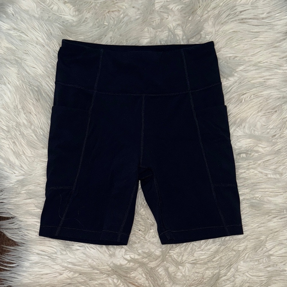 Trendy Athleta Navy High-Waisted Shorts